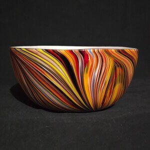 Missoni Handblown Art Glass Bowl - Multi Color Swirl to White